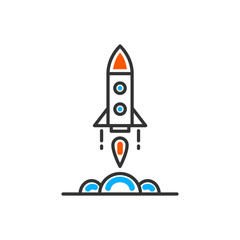 Icon rocket takes off. Business startup. Vector color icon.
