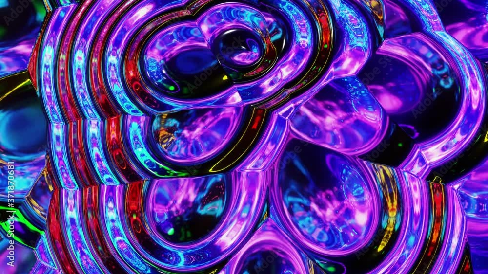 Aufkleber liquid pattern like waves in looped motion. 3d stylish abstract iridescent bg of wavy surface like b