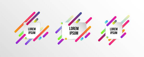 Set of colorful templates with abstract gradient shapes. Neon color lines and cards in a modern trendy design style
