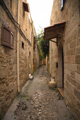 Fototapeta premium The picturesque streets of Rhodes Old Town, Rhodes, Greece
