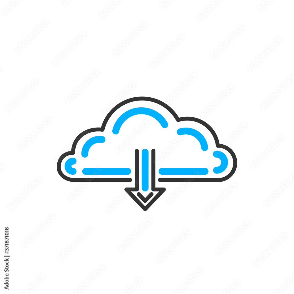 Poster upload from cloud icon. upload button. vector color icon.