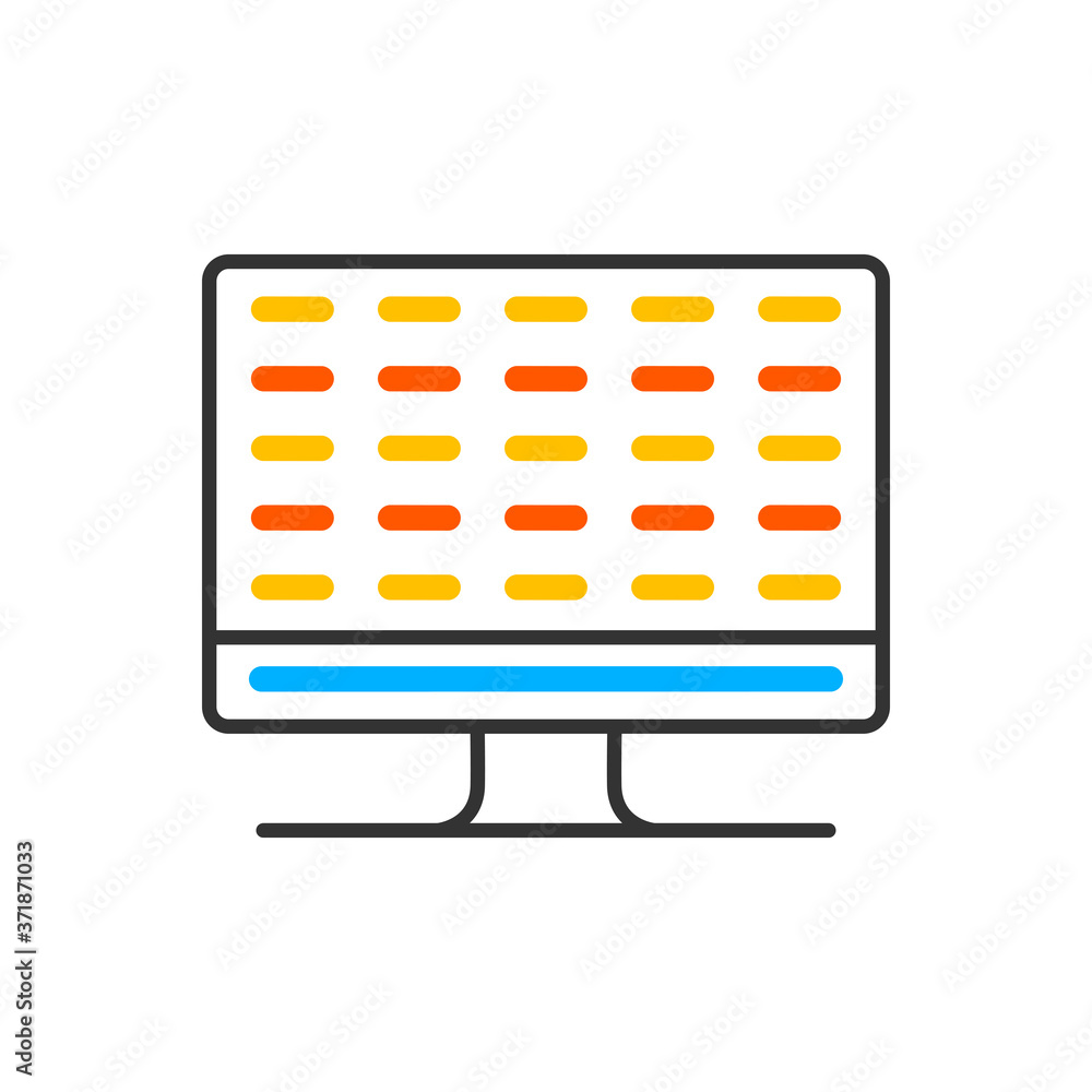 Poster computer or monitor. content on the screen. vector color icon.