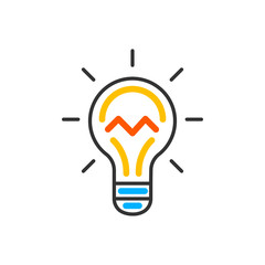 Light bulb icon vector. Solution, ideas symbol vector graphic. Vector color icon.