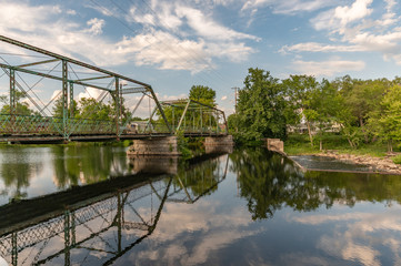 Historical Bridge with reflection and cloudy  sky landscape