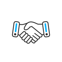 Business handshake. Contract agreement line art. Vector color icon.