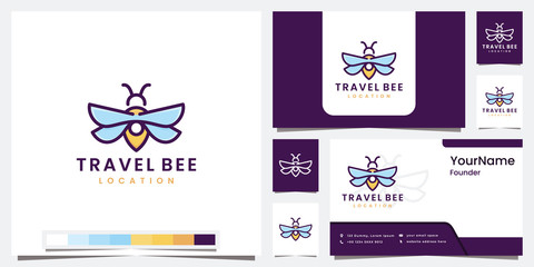 set logo travel bee with color version logo design inspiration
