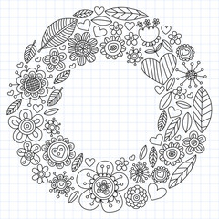 Flowers vector pattern. Background for wedding design, coloring page, book.