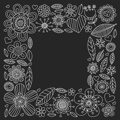Fototapeta na wymiar Flowers vector pattern. Background for wedding design, coloring page, book.