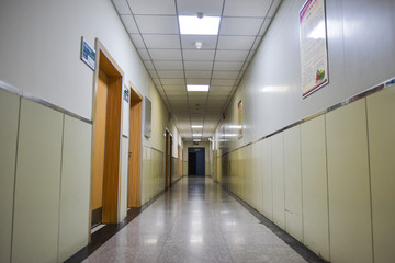 At night, the quiet hospital corridor