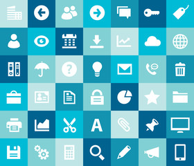 Trendy flat design big UI, UX and Office icons set