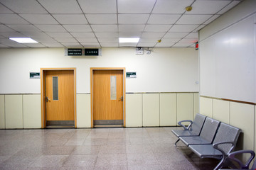 Tangshan, Hebei, China - August 3, 2020: night, quiet hospital corridors