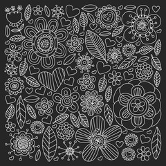 Flowers vector pattern. Background for wedding design, coloring page, book.