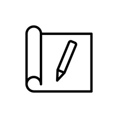 Obraz premium Paper pencil icon. Simple line, outline vector elements of architecture icons for ui and ux, website or mobile application