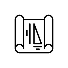 Paper drawing triangle icon. Simple line, outline vector elements of architecture icons for ui and ux, website or mobile application