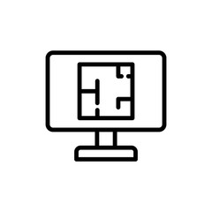 Monitor drawing apartment icon. Simple line, outline vector elements of architecture icons for ui and ux, website or mobile application