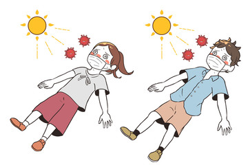 熱中症と新型コロナウイルスで目を回す　マスク