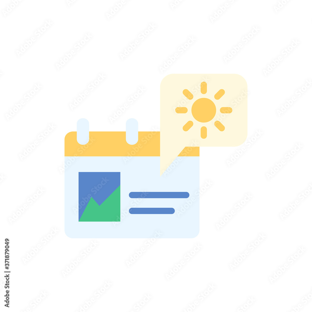 Poster calendar sun icon. simple color vector elements of almanac icons for ui and ux, website or mobile ap
