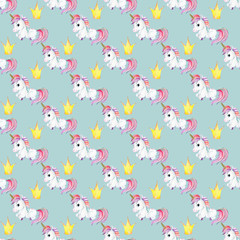 Fototapeta na wymiar Watercolor seamless pattern with unicorns