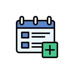 Calendar plus icon. Simple color with outline vector elements of almanac icons for ui and ux, website or mobile application