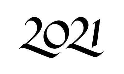 2021 Happy New Year of the Ox. Greeting card design with chinese calligraphy. Vector illustration with lettering