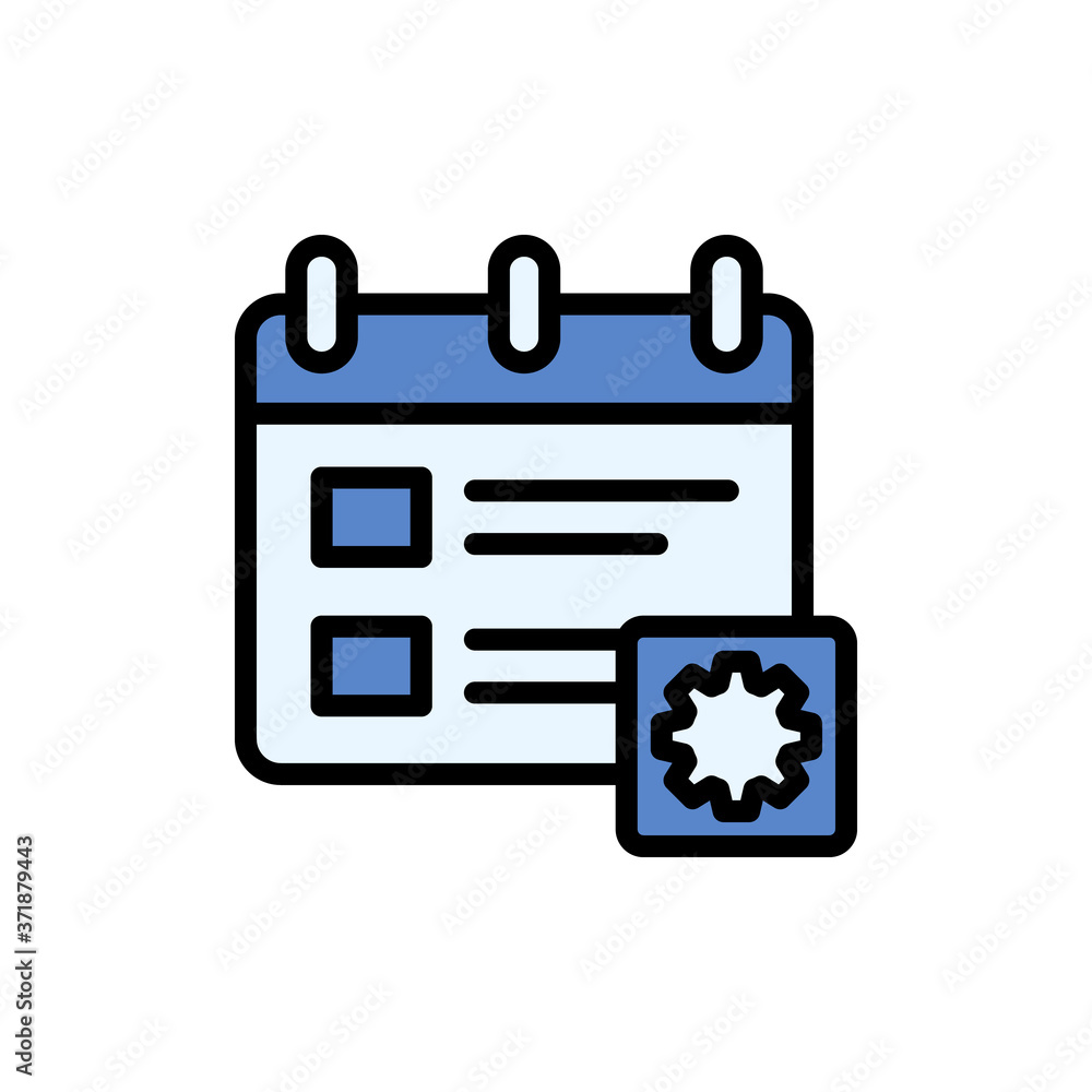 Poster calendar gear icon. simple color with outline vector elements of almanac icons for ui and ux, websit