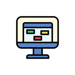 Calendar monitor icon. Simple color with outline vector elements of almanac icons for ui and ux, website or mobile application