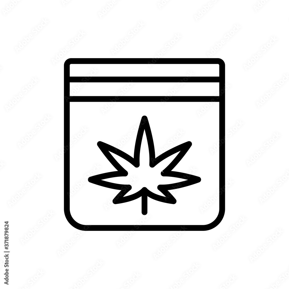 Poster marijuana package icon. simple line, outline vector elements of herbal drugs icons for ui and ux, we