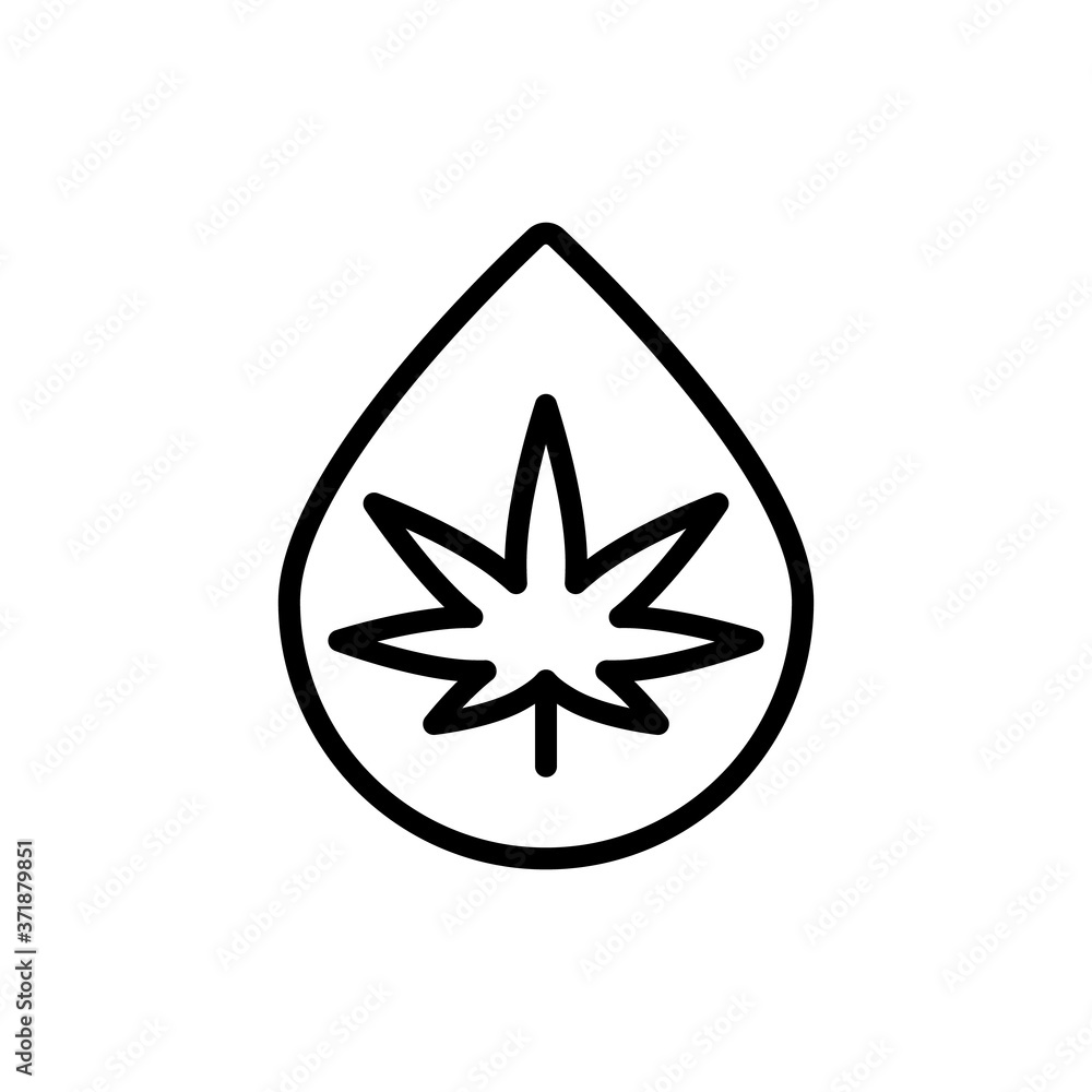 Wall mural marijuana drop icon. simple line, outline vector elements of herbal drugs icons for ui and ux, websi