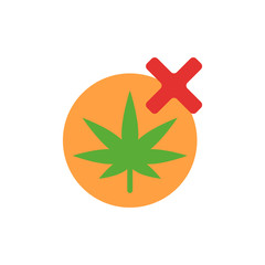 Marijuana ban prohibit icon. Simple color vector elements of herbal drugs icons for ui and ux, website or mobile application