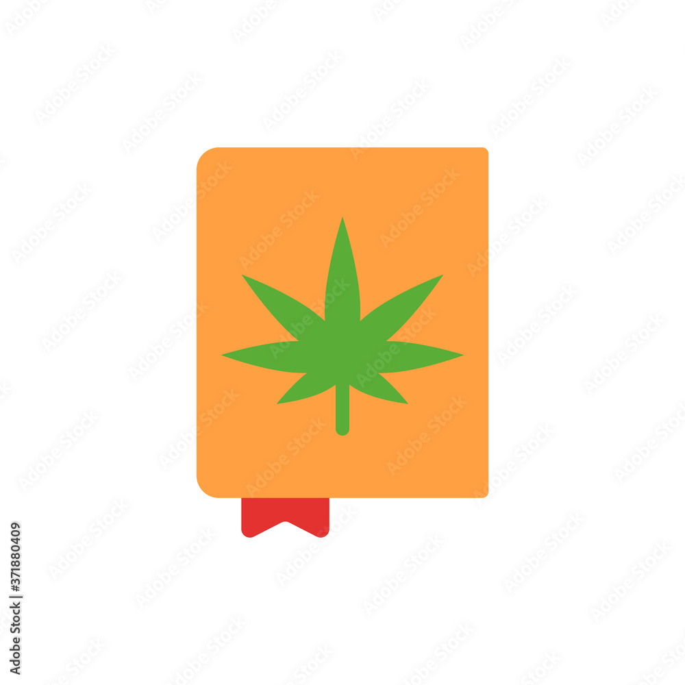 Poster marijuana book icon. simple color vector elements of herbal drugs icons for ui and ux, website or mo