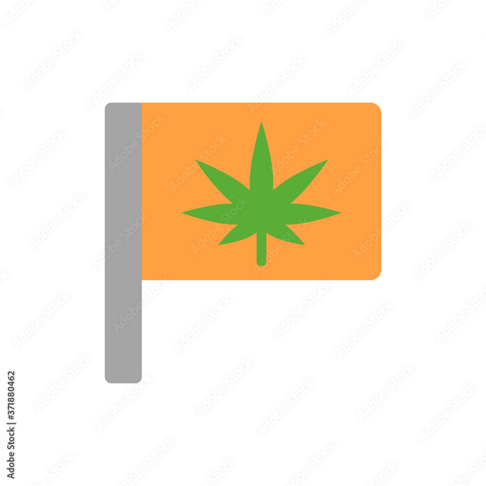 Poster marijuana flag icon. simple color vector elements of herbal drugs icons for ui and ux, website or mo