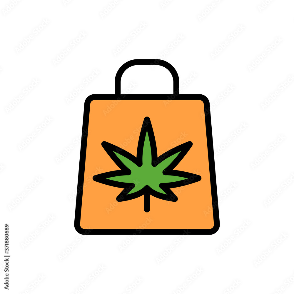Poster marijuana package icon. simple color with outline vector elements of herbal drugs icons for ui and u