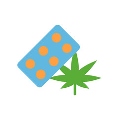 Marijuana pill icon. Simple color vector elements of herbal drugs icons for ui and ux, website or mobile application