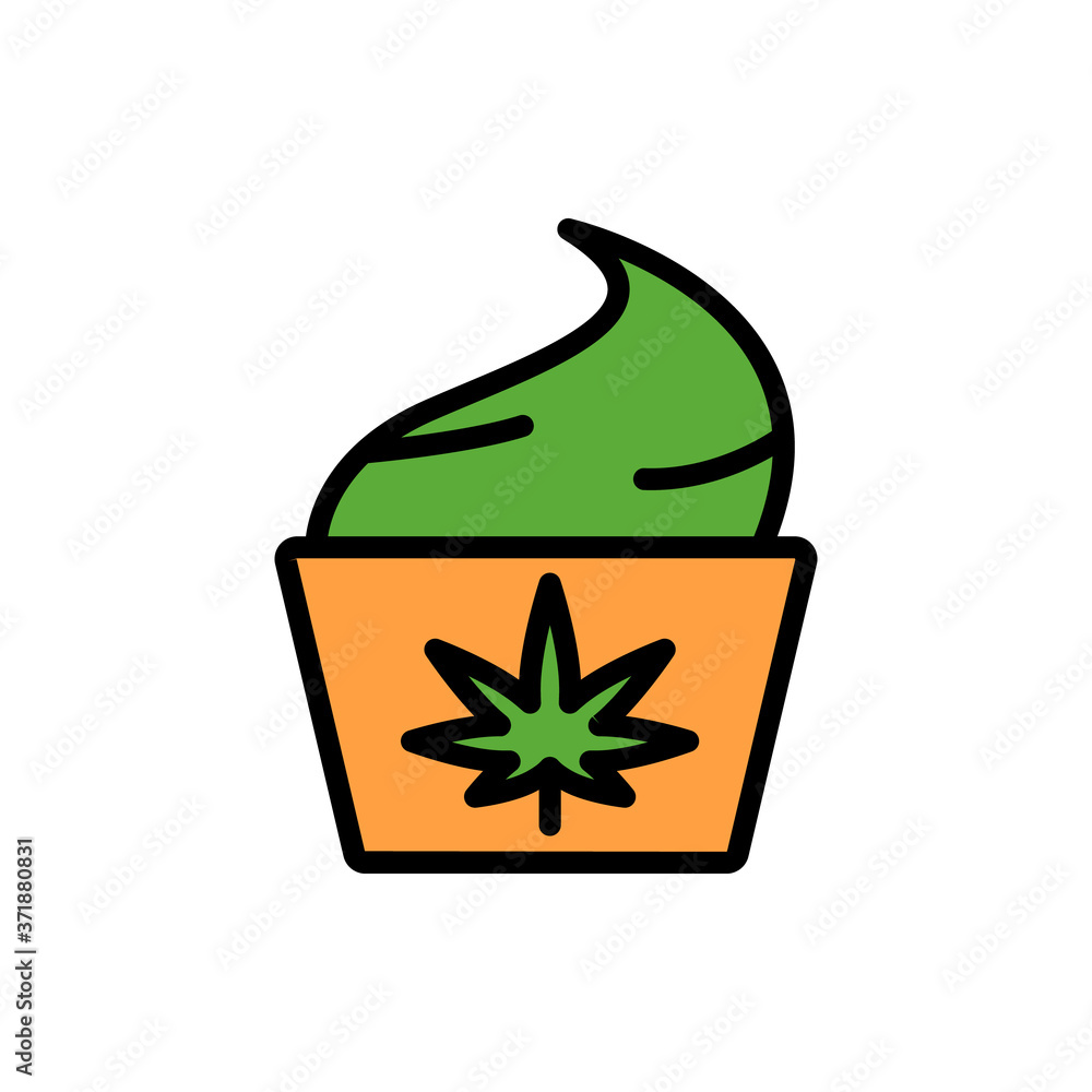 Poster marijuana cupcake icon. simple color with outline vector elements of herbal drugs icons for ui and u