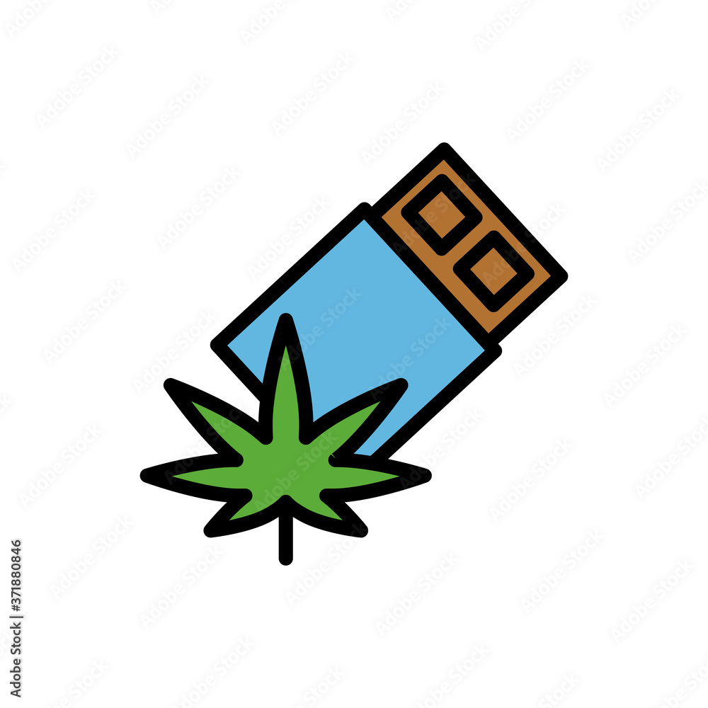 Poster marijuana chocolate icon. simple color with outline vector elements of herbal drugs icons for ui and