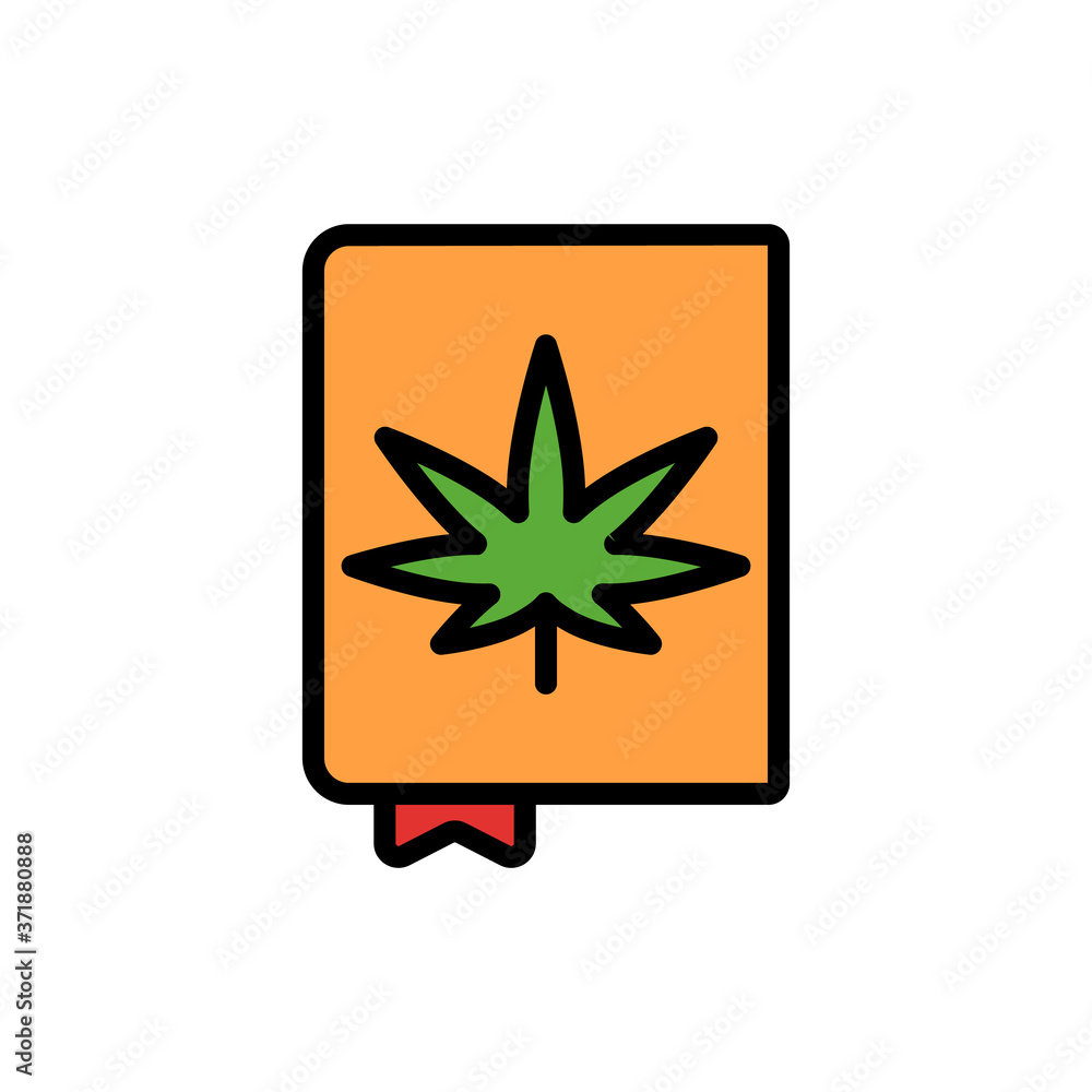 Poster marijuana book icon. simple color with outline vector elements of herbal drugs icons for ui and ux, 