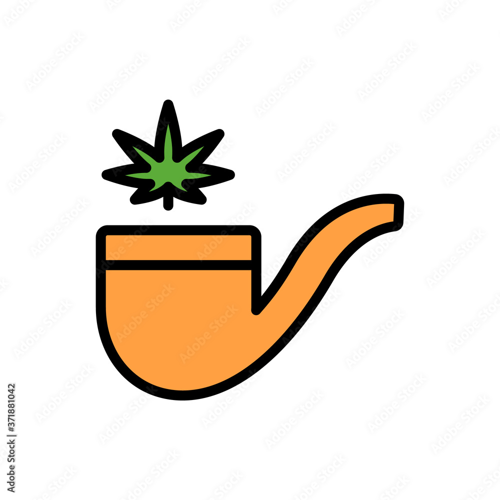 Poster marijuana smoking pipe icon. simple color with outline vector elements of herbal drugs icons for ui 