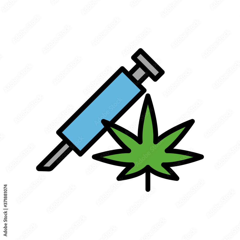 Poster marijuana injection icon. simple color with outline vector elements of herbal drugs icons for ui and