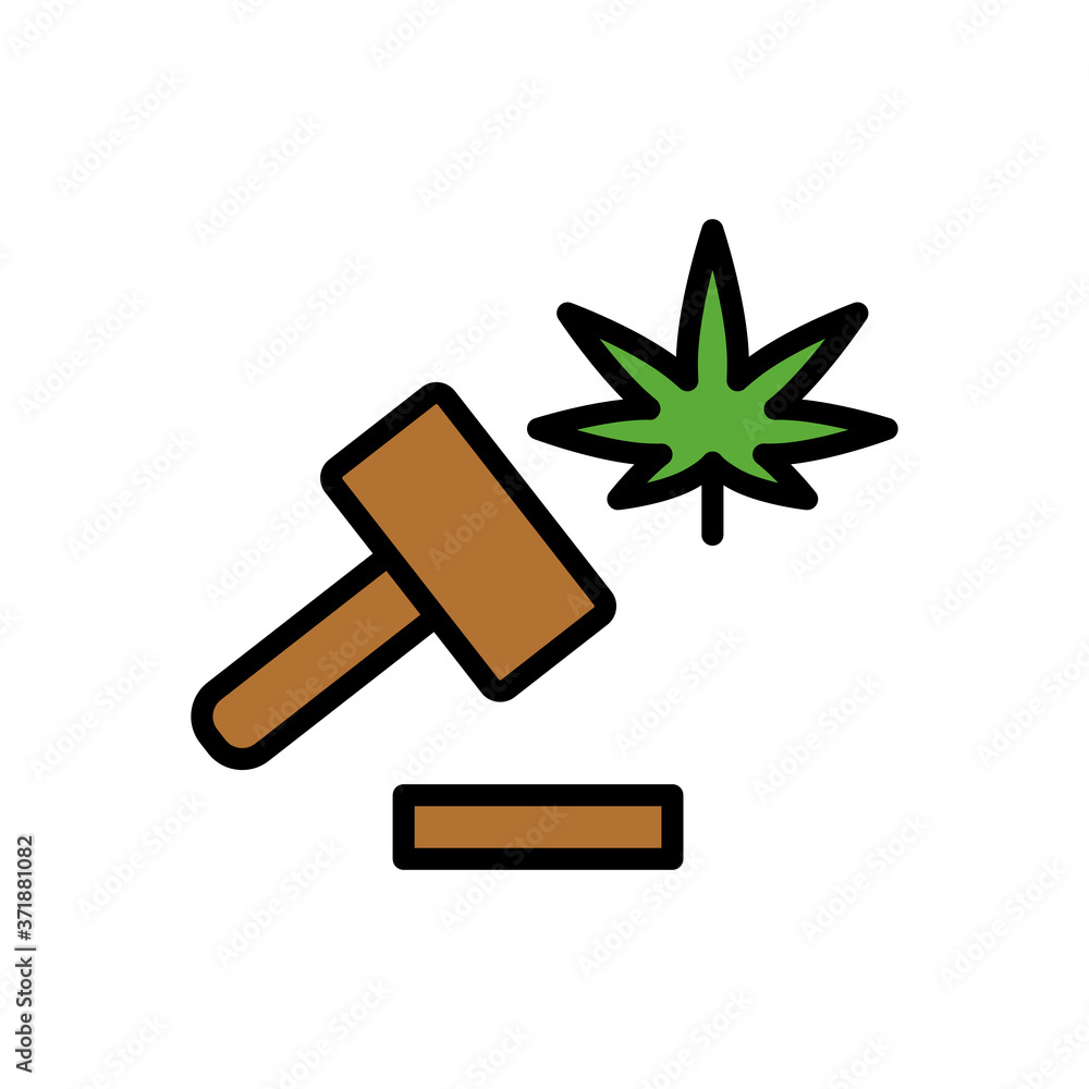 Aufkleber marijuana hammer icon. simple color with outline vector elements of herbal drugs icons for ui and ux