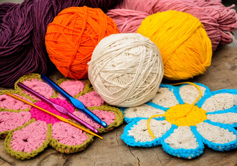 yarn and flowers