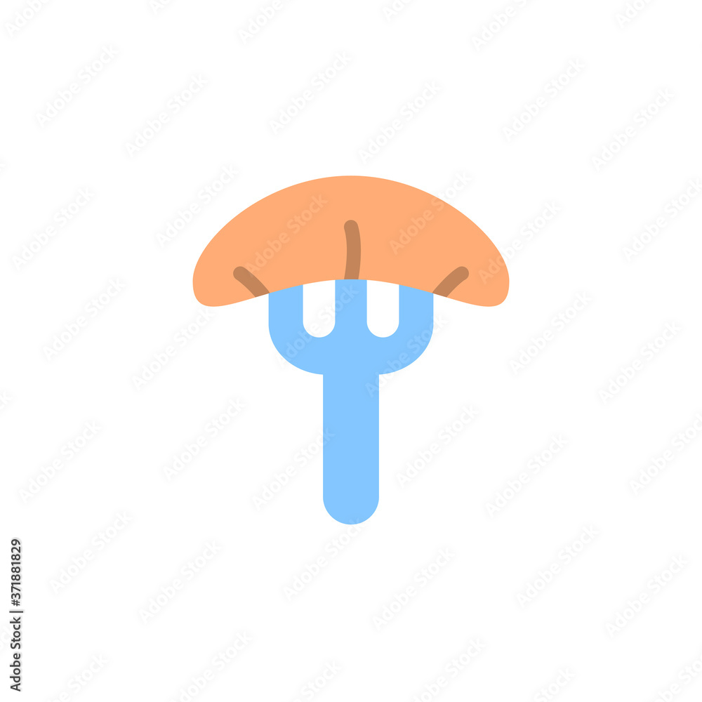 Poster orange slice fork icon. simple color vector elements of vegetarian food icons for ui and ux, website
