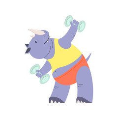 Happy funny fitness rhino