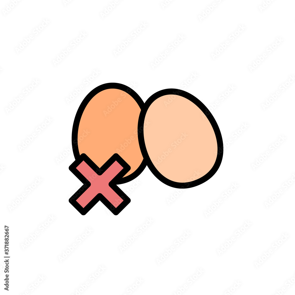 Poster no egg fork icon. simple color with outline vector elements of vegetarian food icons for ui and ux, 