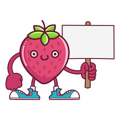 kawaii smiling strawberry fruit with sneakers cartoon