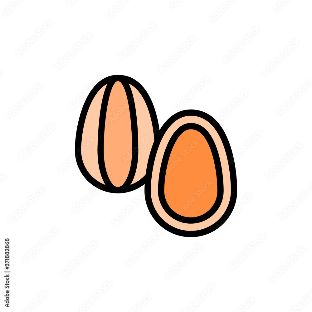 Poster almonds icon. simple color with outline vector elements of vegetarian food icons for ui and ux, webs