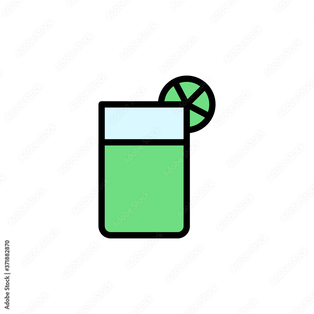 Poster kiwi juice glass icon. simple color with outline vector elements of vegetarian food icons for ui and