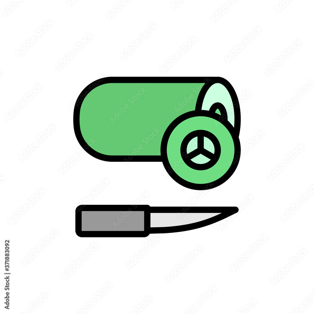 Poster cucumber knife board icon. simple color with outline vector elements of vegetarian food icons for ui