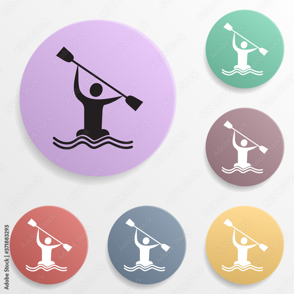 Poster rowing badge color set icon. simple glyph, flat vector of sport icons for ui and ux, website or mobi