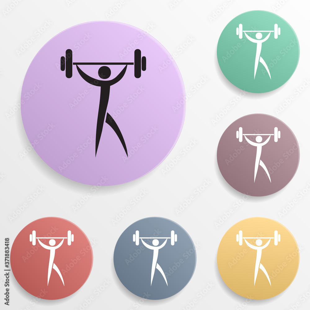 Poster powerlifting badge color set icon. simple glyph, flat vector of sport icons for ui and ux, website o