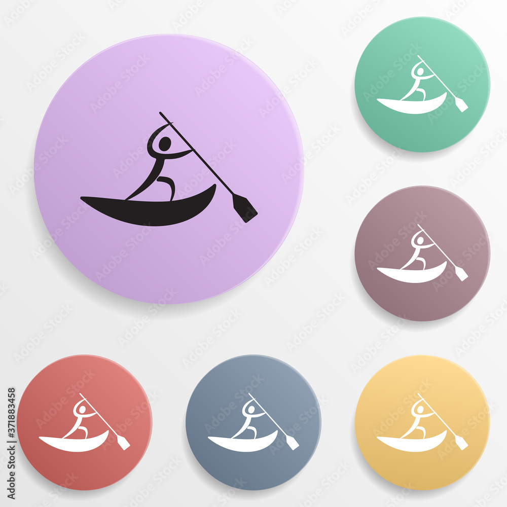 Poster rowing badge color set icon. simple glyph, flat vector of sport icons for ui and ux, website or mobi
